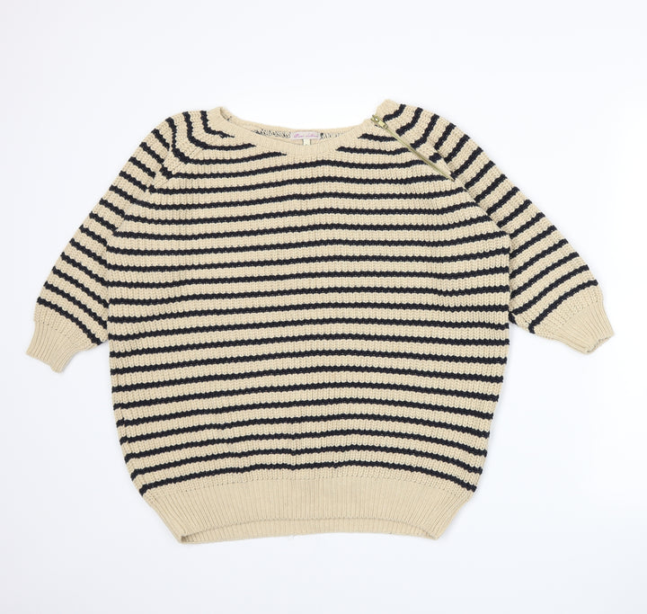 River Island Womens Beige Striped Knit Pullover Jumper Size 6