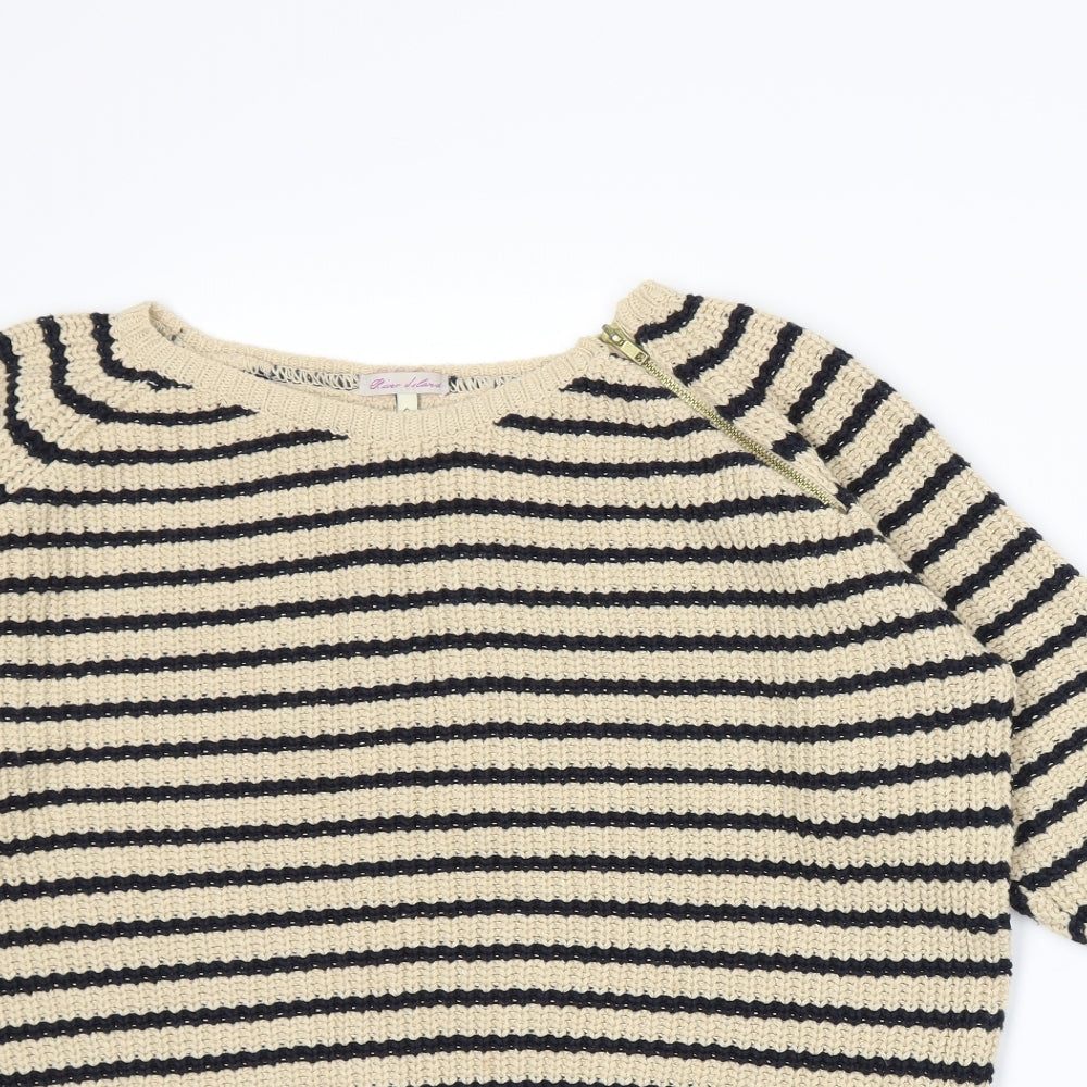 River Island Womens Beige Striped Knit Pullover Jumper Size 6