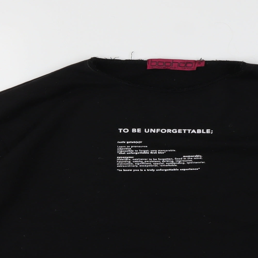 Boohoo Womens Black   Pullover Jumper Size 8