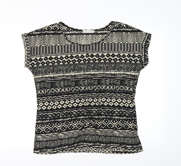 Encuentro Womens Black Geometric  Basic T-Shirt Size M