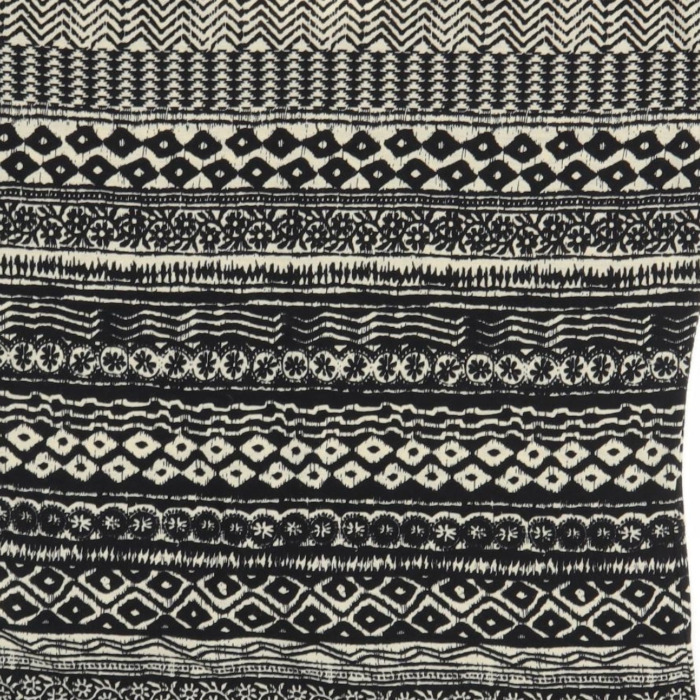 Encuentro Womens Black Geometric  Basic T-Shirt Size M