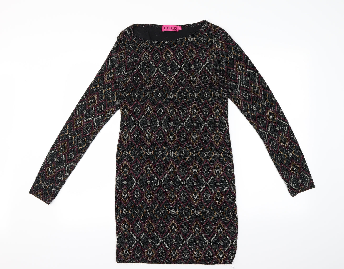 Boohoo Womens Multicoloured Geometric  Bodycon  Size 12