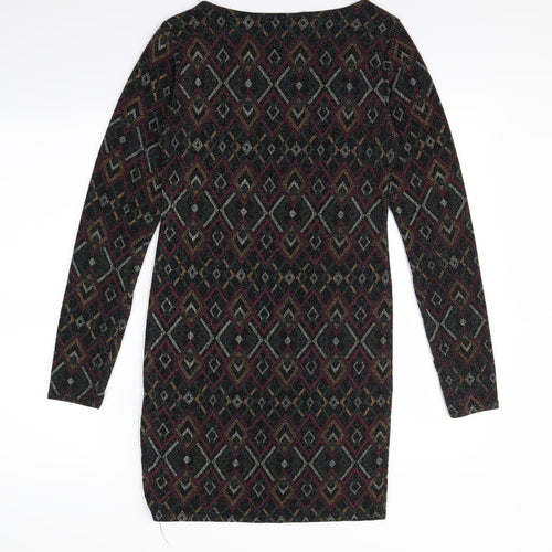 Boohoo Womens Multicoloured Geometric  Bodycon  Size 12