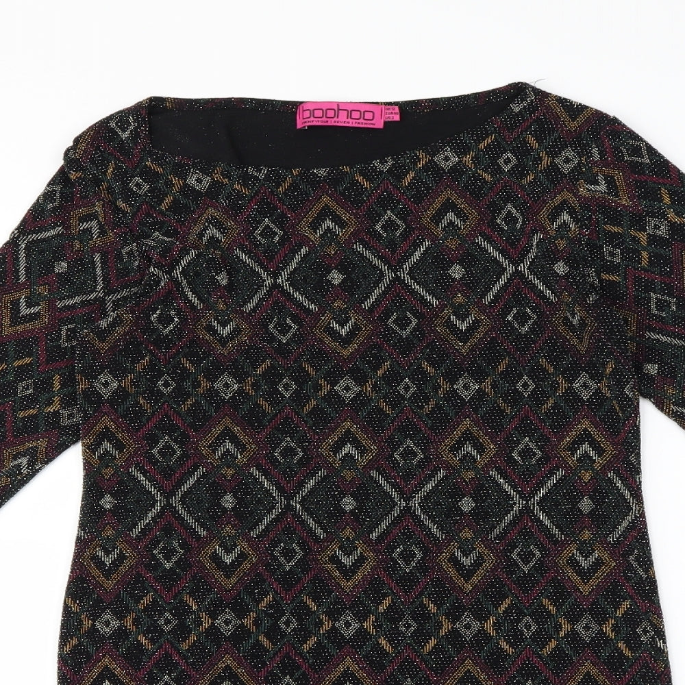 Boohoo Womens Multicoloured Geometric  Bodycon  Size 12