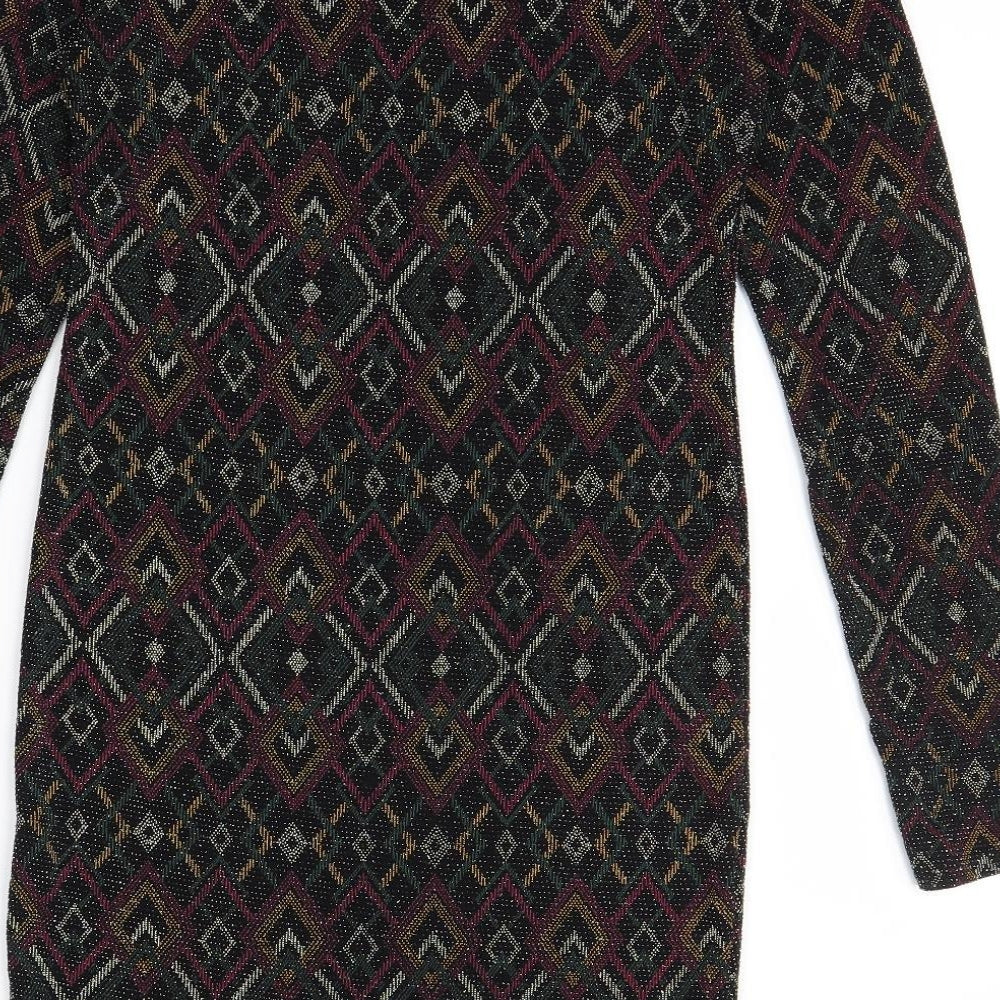 Boohoo Womens Multicoloured Geometric  Bodycon  Size 12