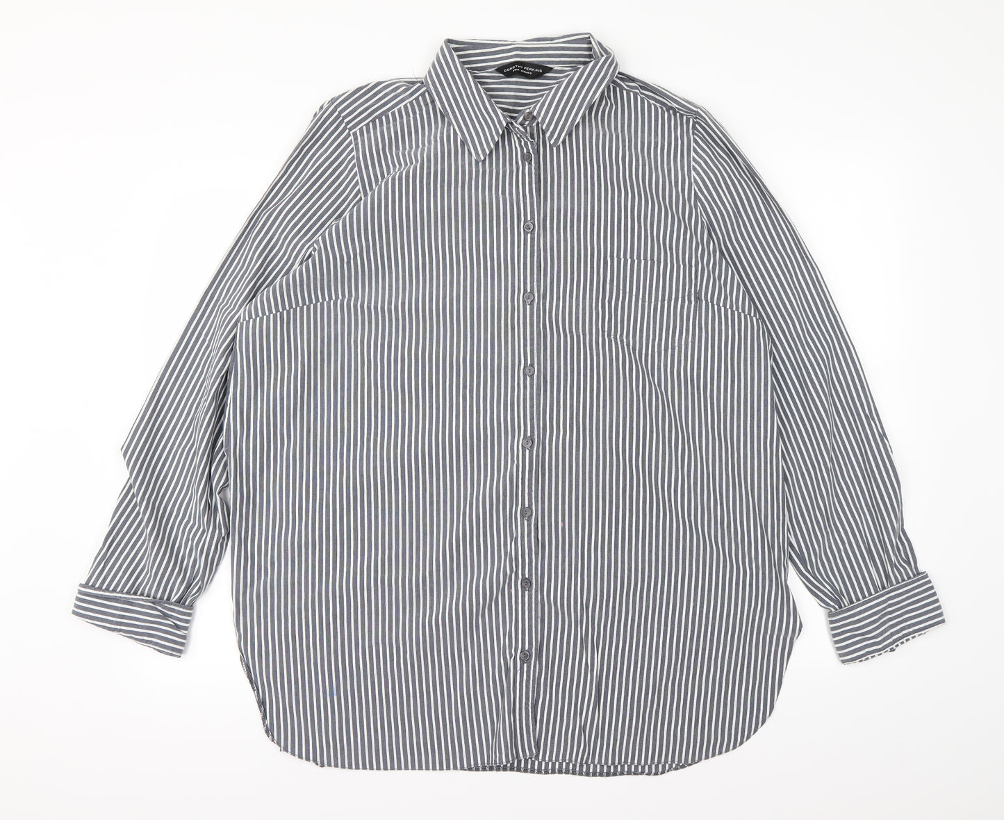Dorothy Perkins Womens Grey Striped  Basic Button-Up Size 20