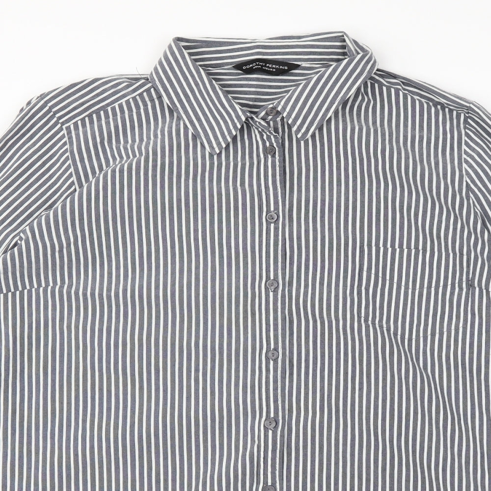 Dorothy Perkins Womens Grey Striped  Basic Button-Up Size 20