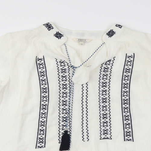 Papaya  Womens White   Tunic Blouse Size 12