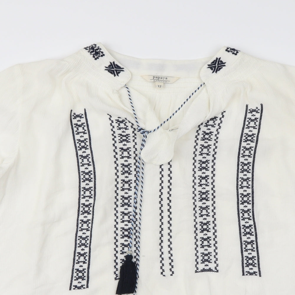 Papaya  Womens White   Tunic Blouse Size 12