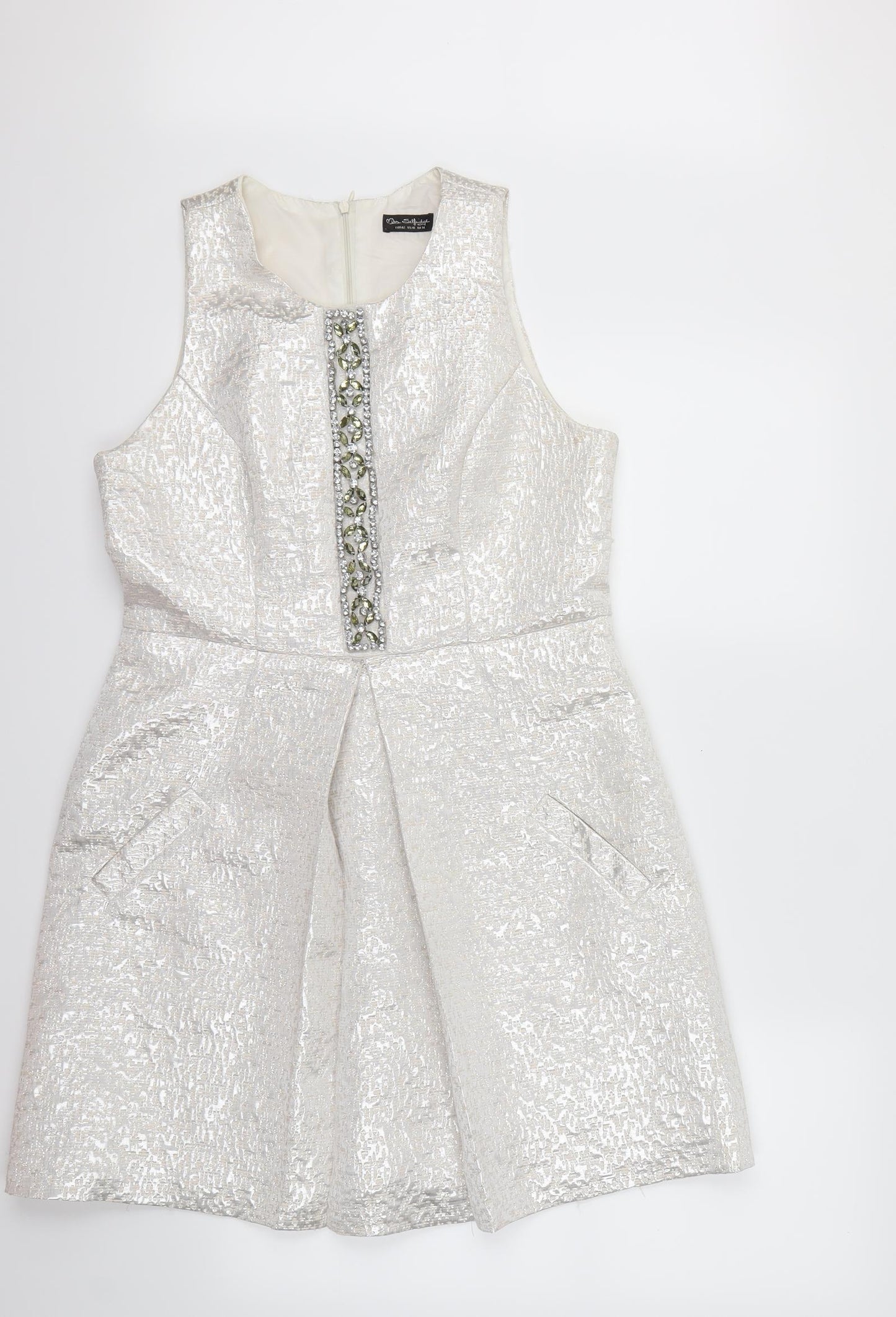 Miss Selfridge Womens Ivory   Fit & Flare  Size 14