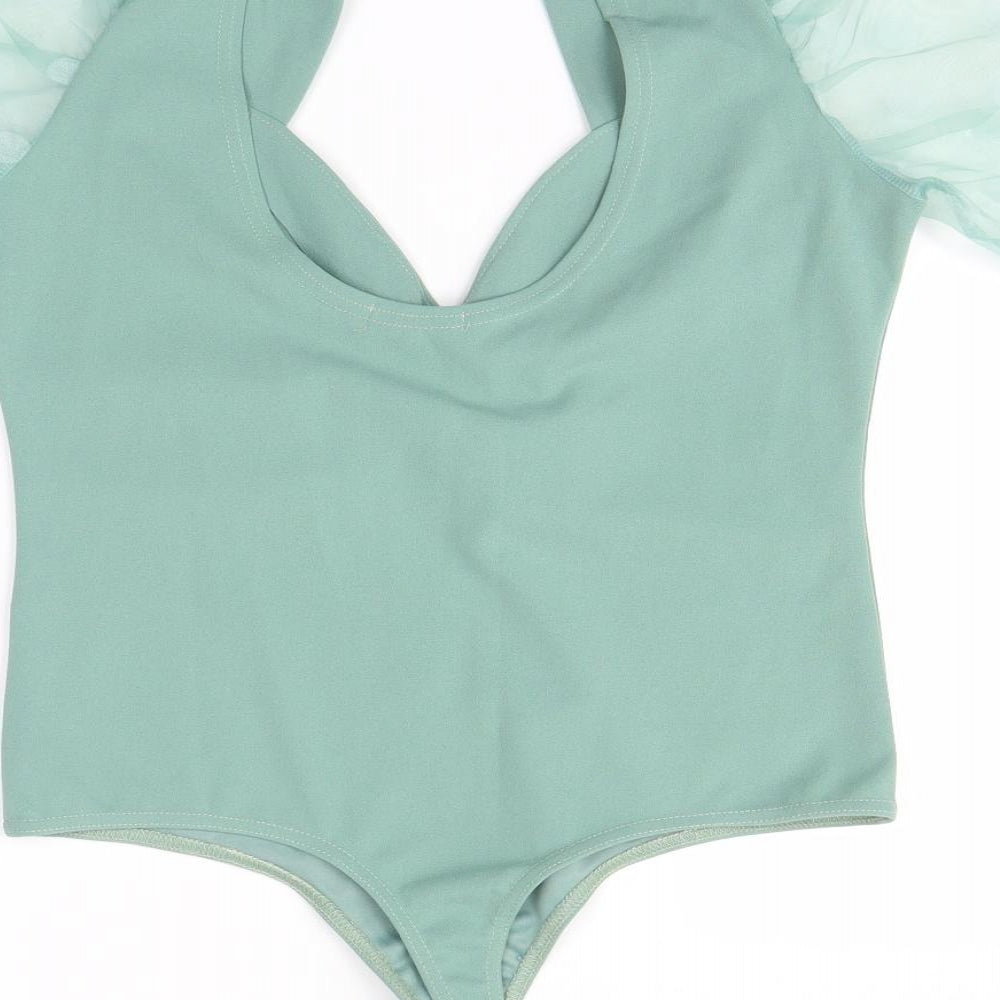 Boohoo Womens Green   Bodysuit One-Piece Size 14