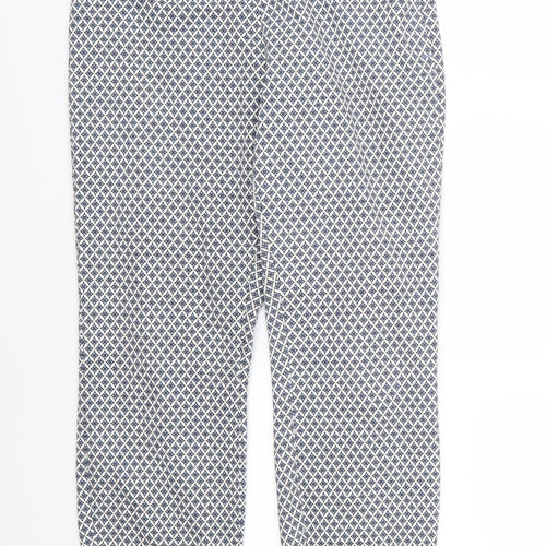 H&M Womens Blue Argyle/Diamond  Trousers  Size 12 L27 in