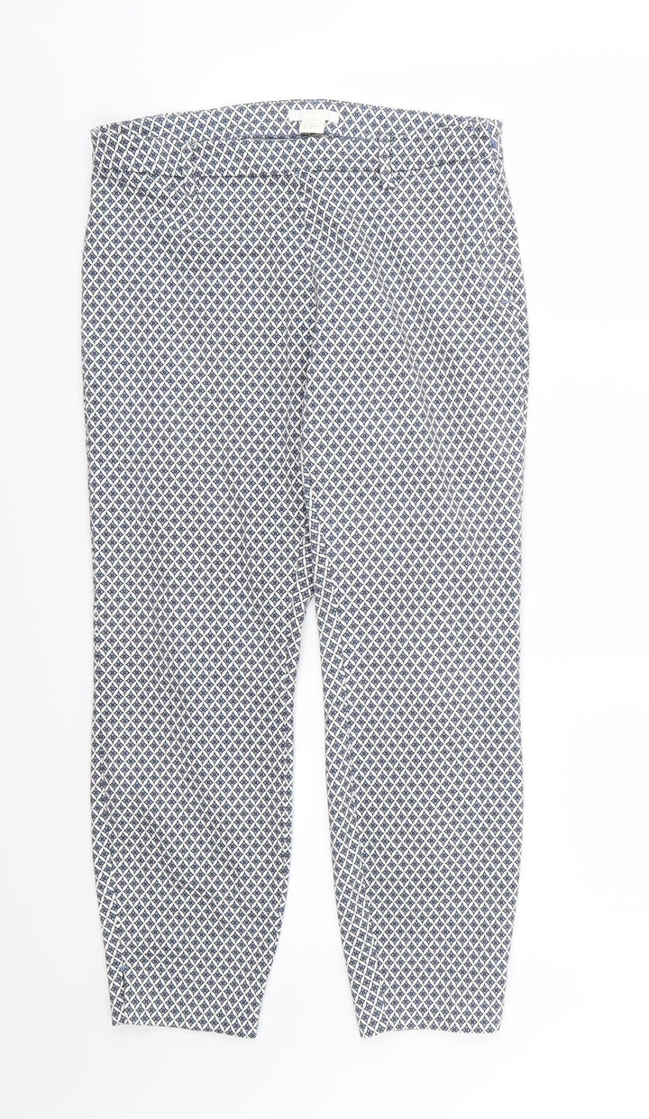 H&M Womens Blue Argyle/Diamond  Trousers  Size 12 L27 in