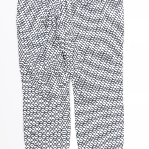 H&M Womens Blue Argyle/Diamond  Trousers  Size 12 L27 in
