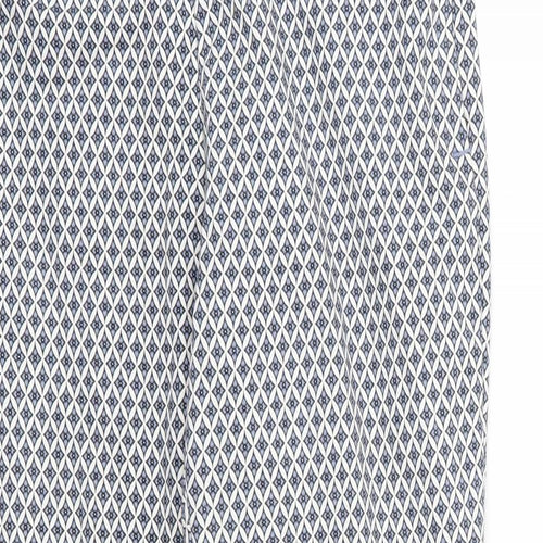 H&M Womens Blue Argyle/Diamond  Trousers  Size 12 L27 in