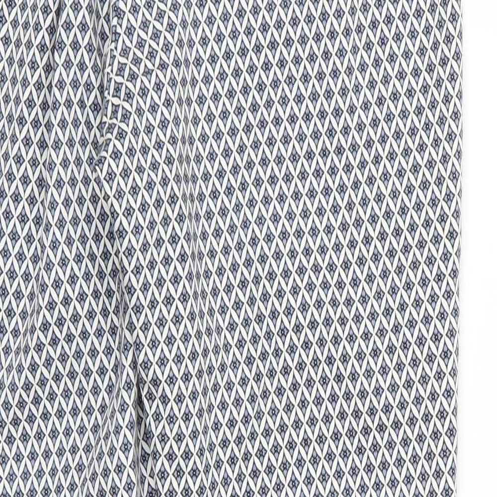 H&M Womens Blue Argyle/Diamond  Trousers  Size 12 L27 in