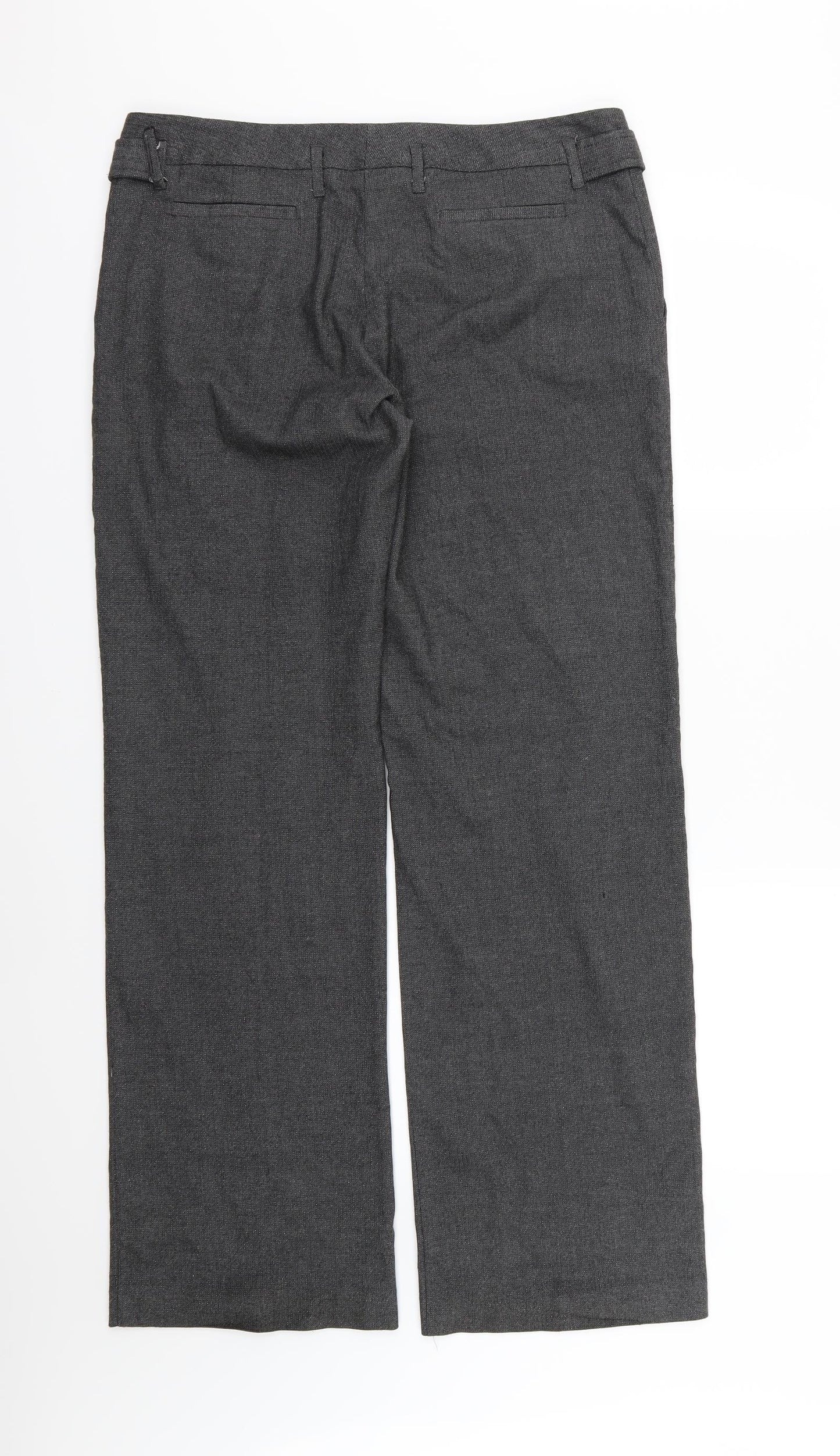 Monsoon Womens Grey Herringbone Rayon Trousers  Size 14 L32 in