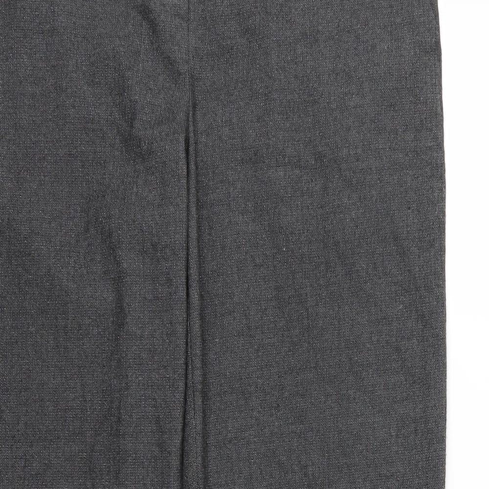 Monsoon Womens Grey Herringbone Rayon Trousers  Size 14 L32 in