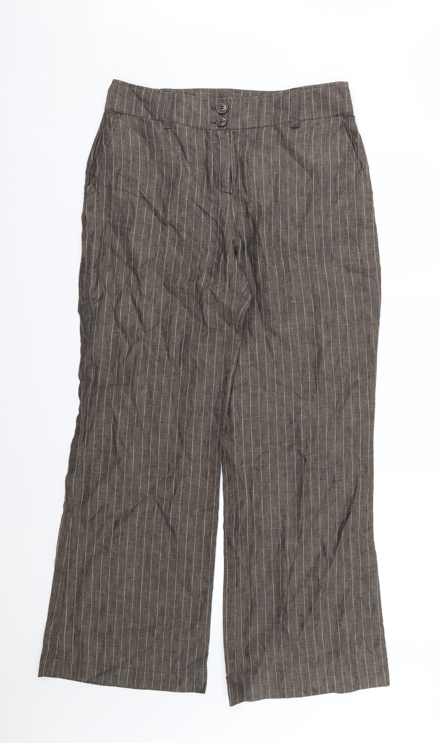 Per Una Womens Brown Striped  Trousers  Size 14 L30 in