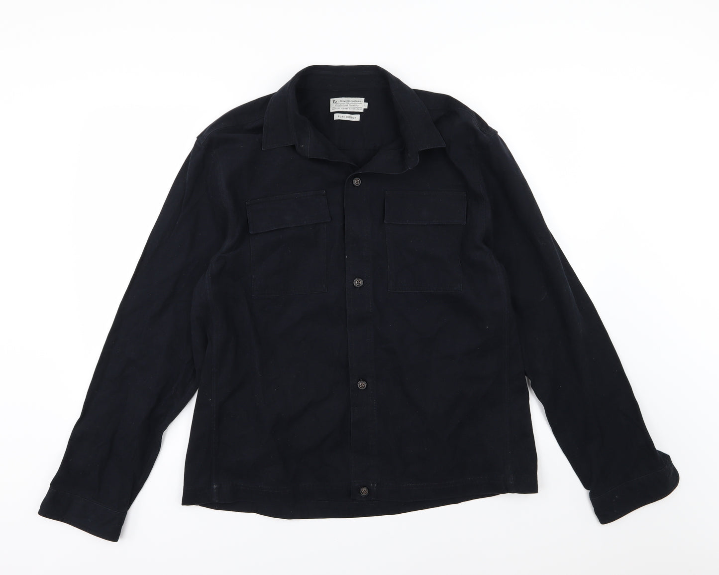 TU Mens Black  Denim  Button-Up Size L