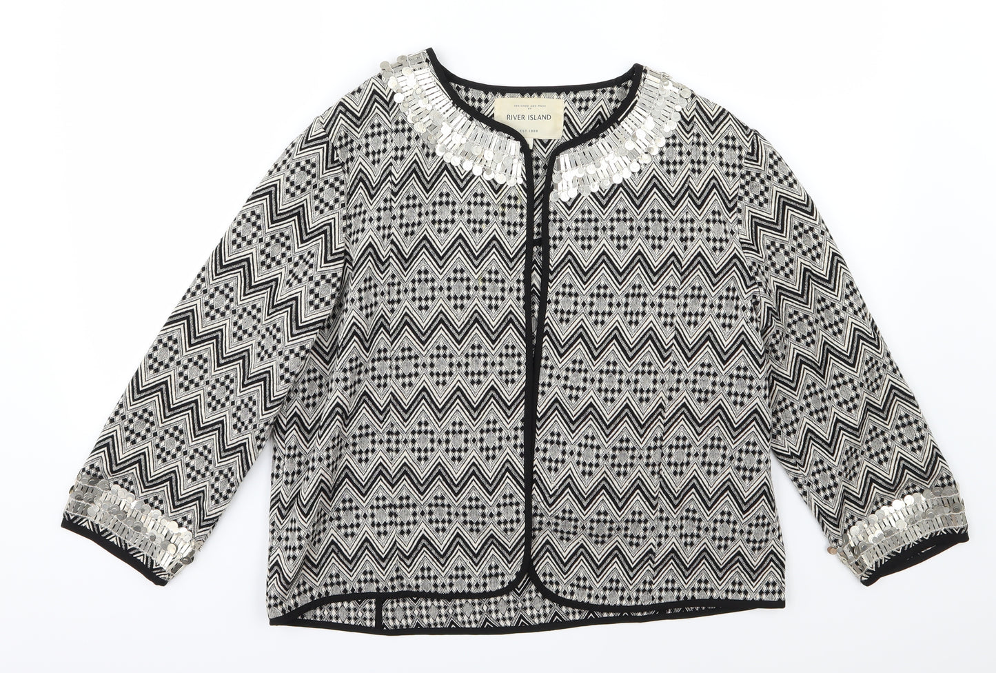 River Island Womens Beige Geometric  Jacket  Size 14