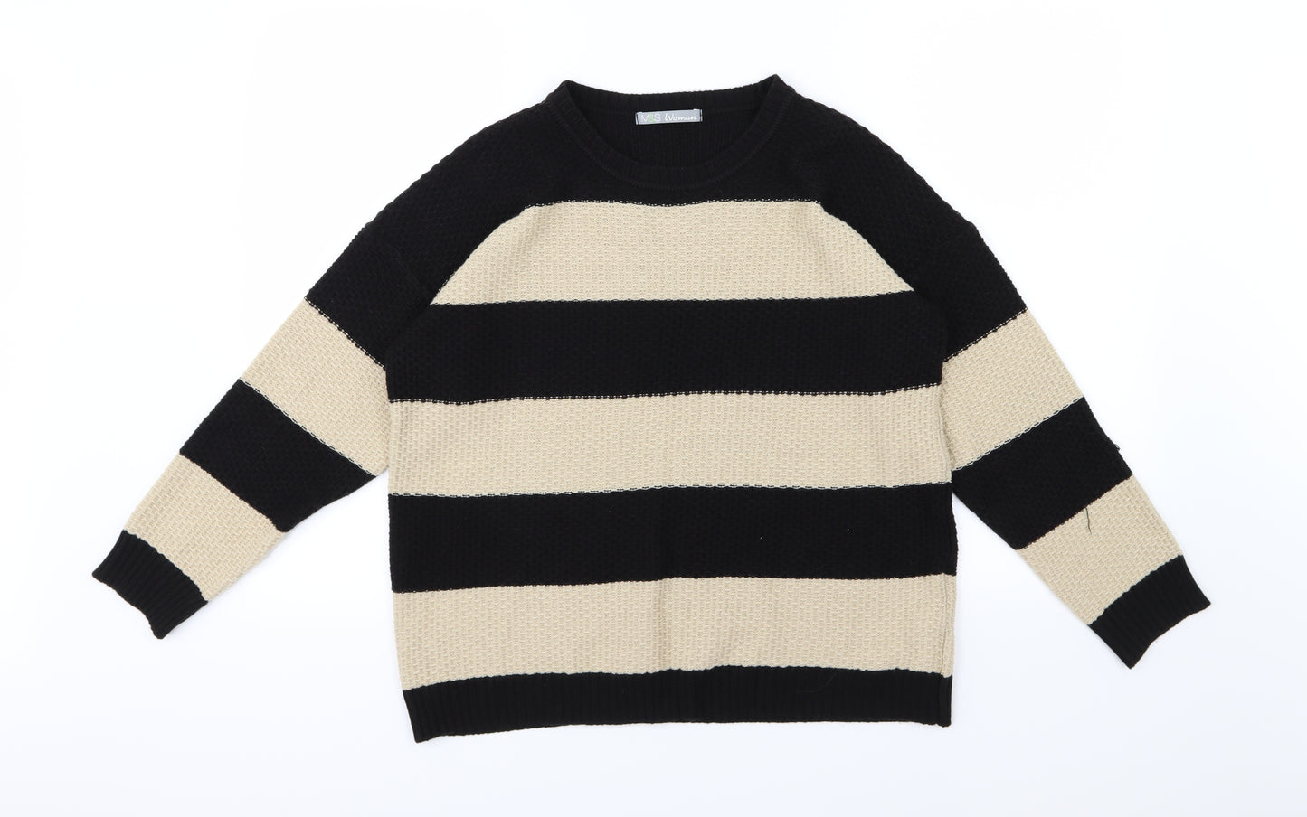 Marks and Spencer Womens Brown Striped Knit Pullover Jumper Size 14