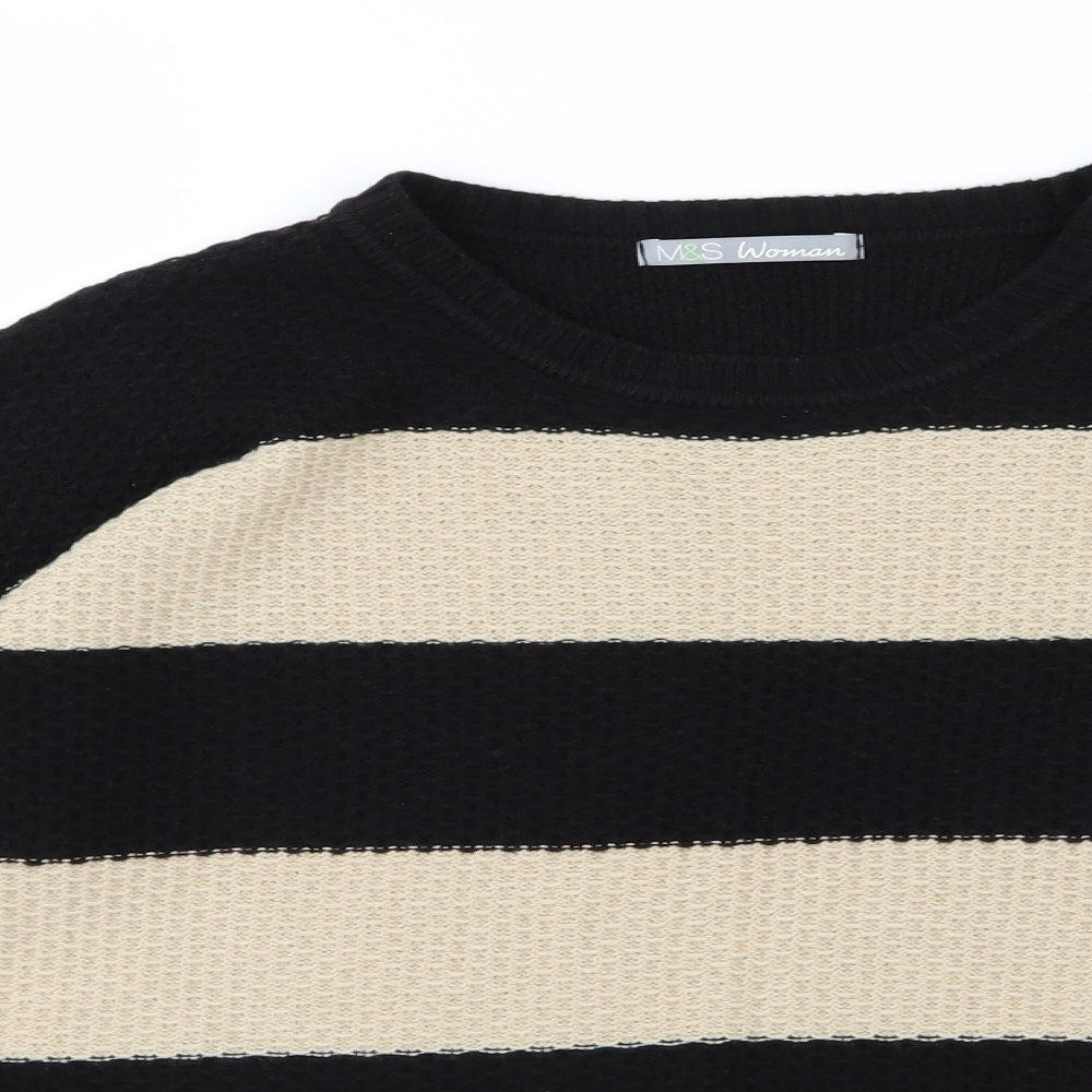 Marks and Spencer Womens Brown Striped Knit Pullover Jumper Size 14