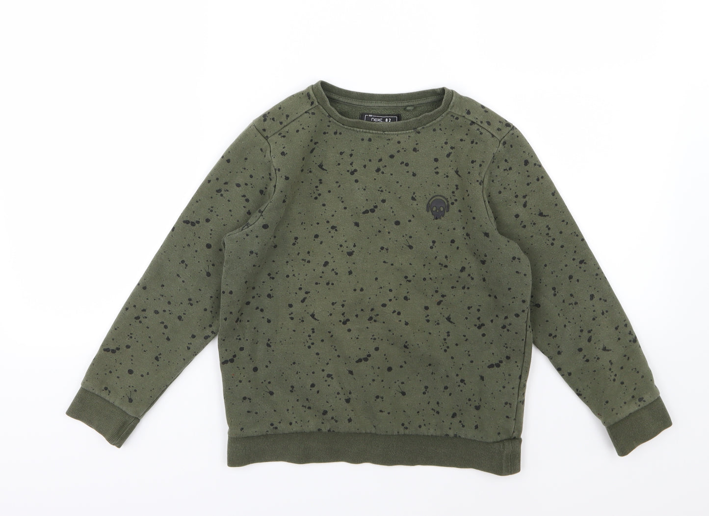 NEXT Boys Green Polka Dot Jersey Pullover Sweatshirt Size 8 Years