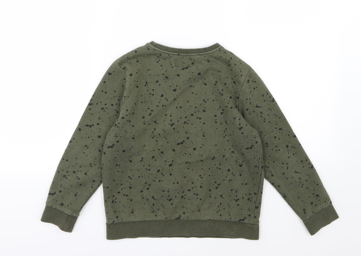 NEXT Boys Green Polka Dot Jersey Pullover Sweatshirt Size 8 Years
