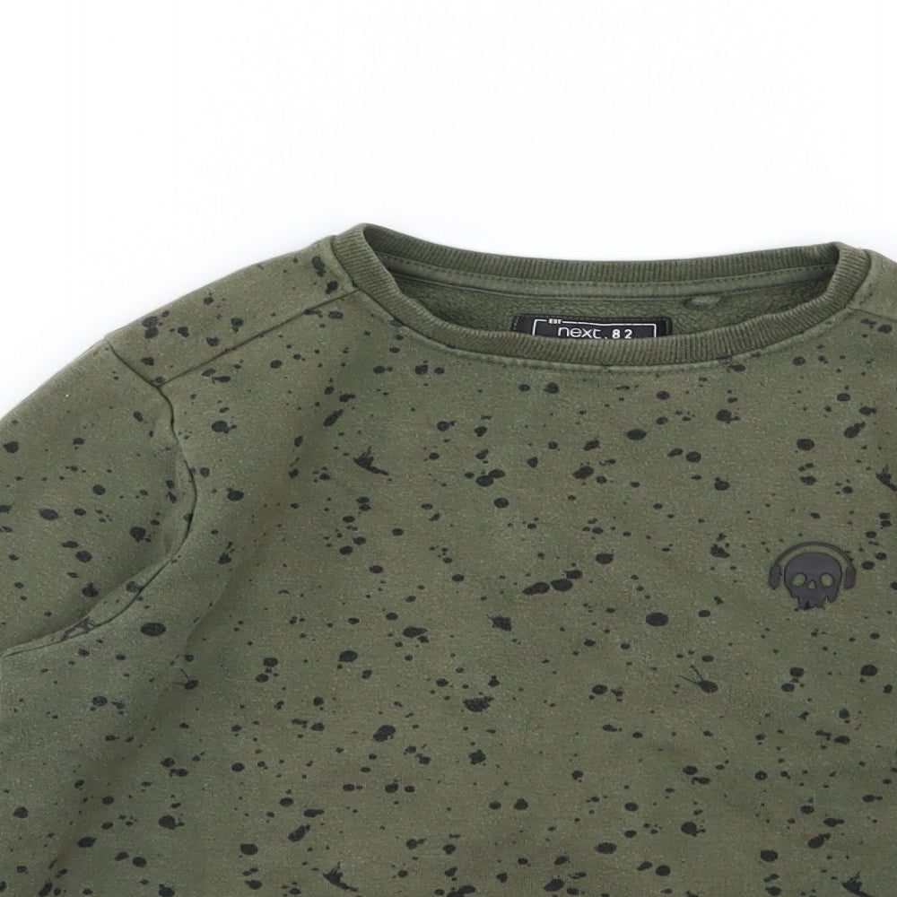 NEXT Boys Green Polka Dot Jersey Pullover Sweatshirt Size 8 Years