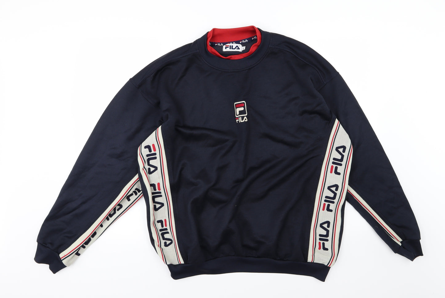 FILA Mens Blue Striped Jersey Pullover Sweatshirt Size L