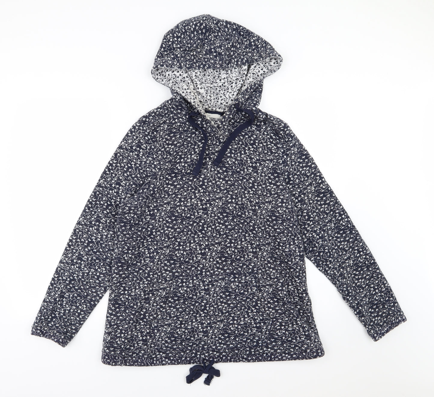 George Womens Blue Floral Jersey Pullover Hoodie Size 16