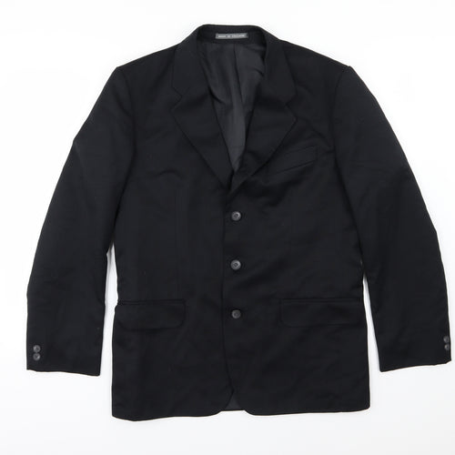 Preworn Mens Black  Rayon Jacket Suit Jacket Size 38