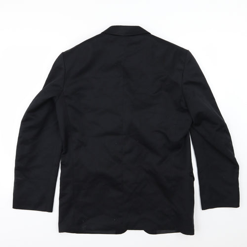 Preworn Mens Black  Rayon Jacket Suit Jacket Size 38