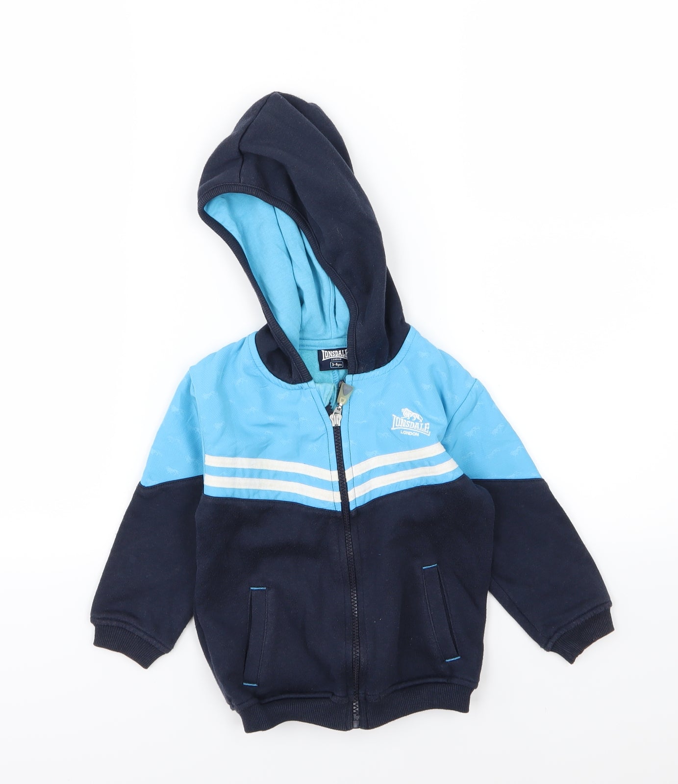 Lonsdale Boys Blue  Jersey Full Zip Hoodie Size 3-4 Years