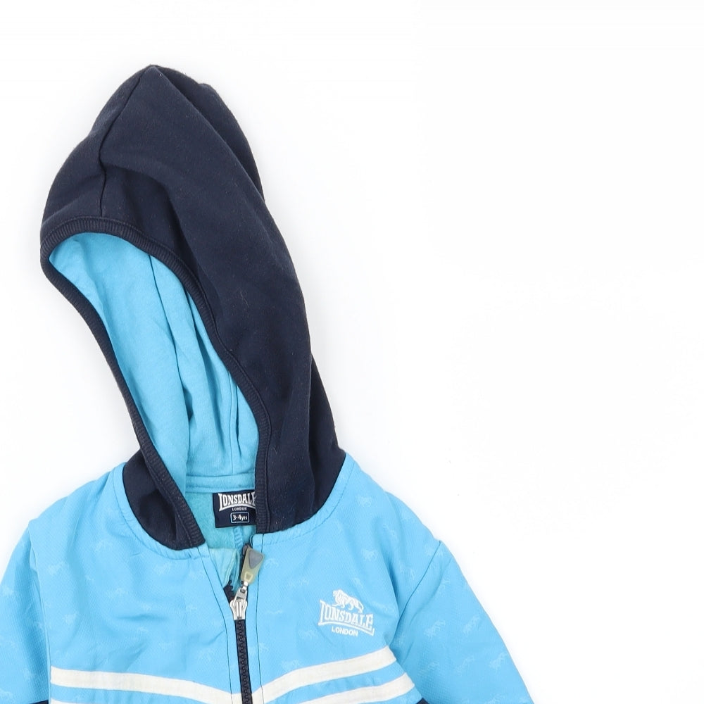 Lonsdale Boys Blue  Jersey Full Zip Hoodie Size 3-4 Years