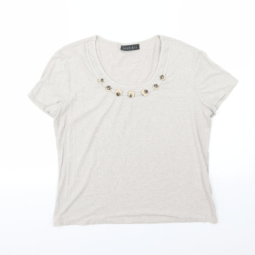 Alex & Co Womens Beige  Jersey Basic T-Shirt Size 18