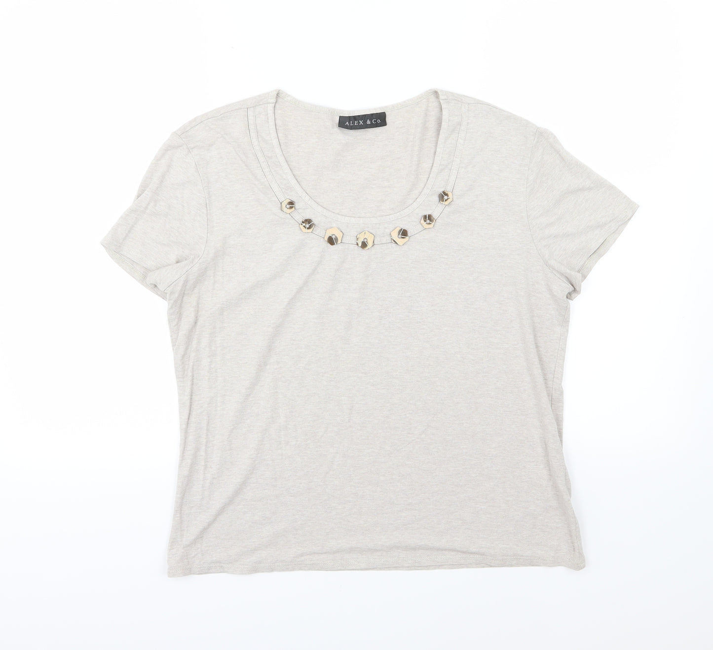 Alex & Co Womens Beige  Jersey Basic T-Shirt Size 18