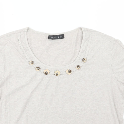 Alex & Co Womens Beige  Jersey Basic T-Shirt Size 18