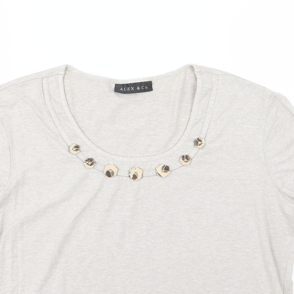 Alex & Co Womens Beige  Jersey Basic T-Shirt Size 18