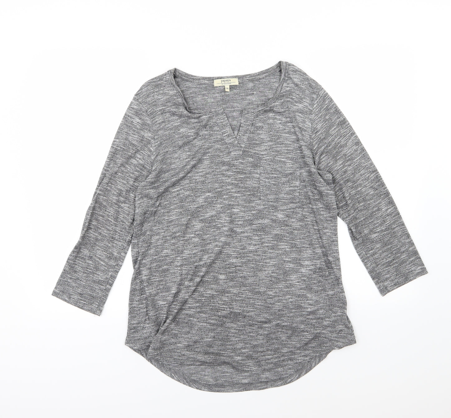 Papaya Womens Grey  Knit Basic T-Shirt Size 14