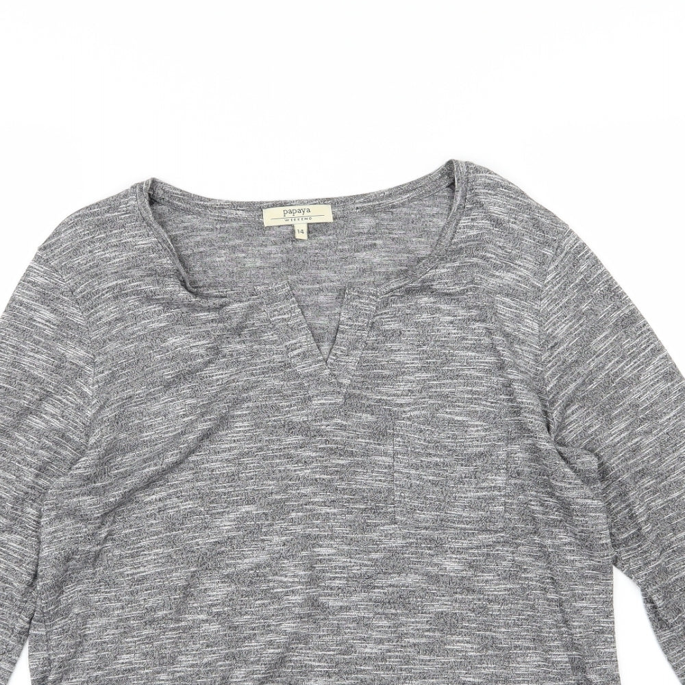 Papaya Womens Grey  Knit Basic T-Shirt Size 14