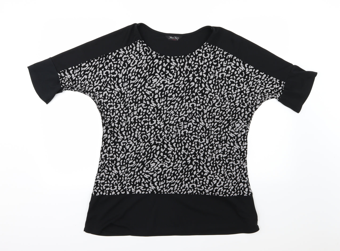 Marina Kaneva Womens Black Animal Print Chiffon Basic Blouse Size 20