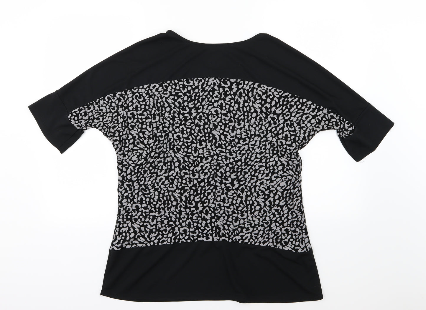 Marina Kaneva Womens Black Animal Print Chiffon Basic Blouse Size 20