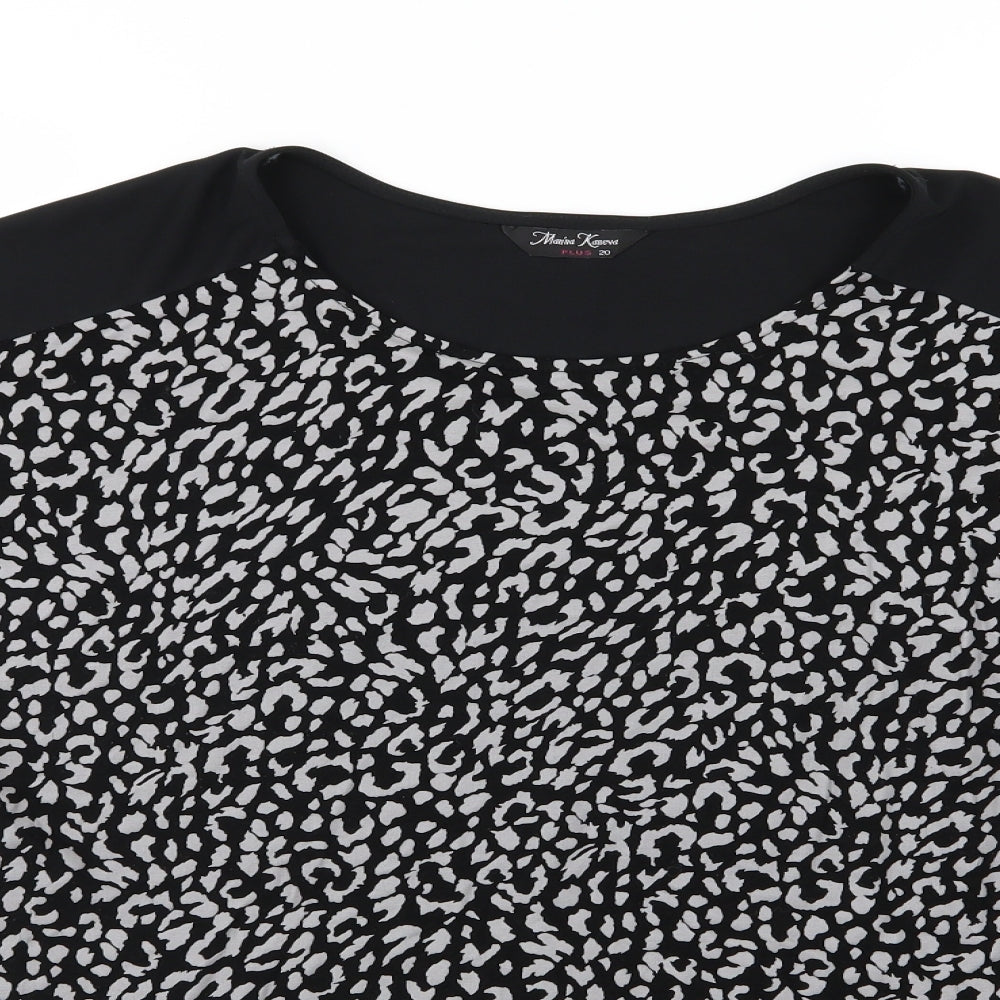 Marina Kaneva Womens Black Animal Print Chiffon Basic Blouse Size 20