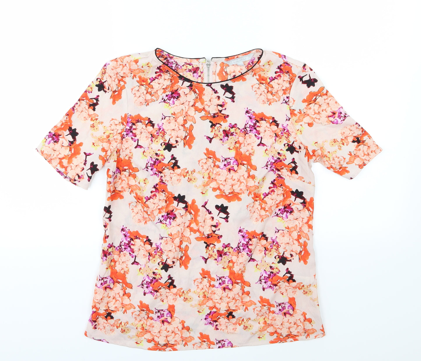 Red Herring Womens Pink Floral Chiffon Basic T-Shirt Size 10