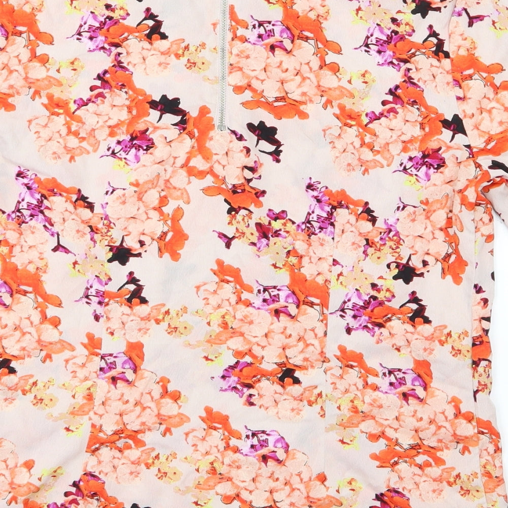 Red Herring Womens Pink Floral Chiffon Basic T-Shirt Size 10