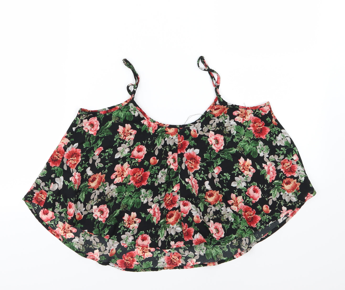 Ambiance Apparel Womens Black Floral Chiffon Basic Blouse Size M