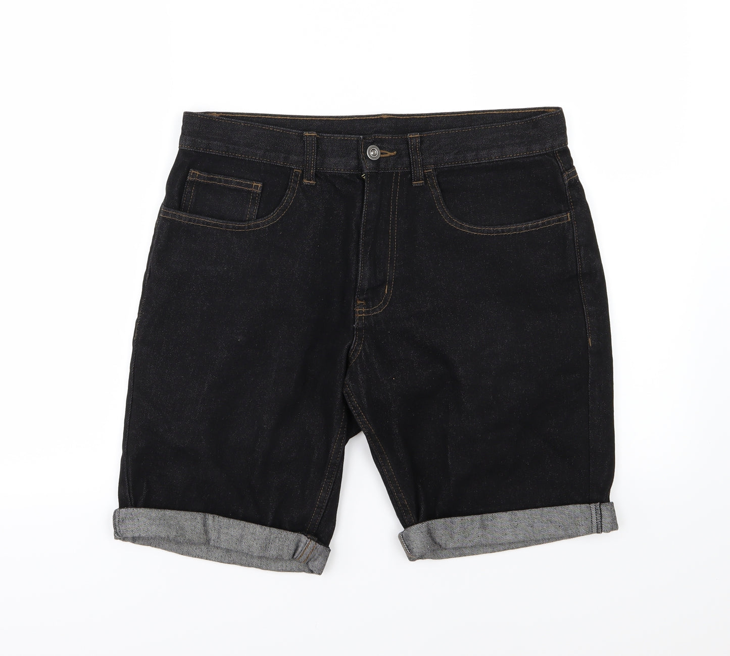 George Mens Black  Denim Chino Shorts Size 32