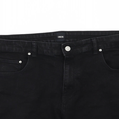 ASOS Mens Black  Denim Chino Shorts Size 34